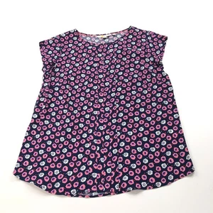 Boden Cap Sleeve Womens US 4 Floral Pullover Top Blouse Pleated Navy MINT - Picture 1 of 10