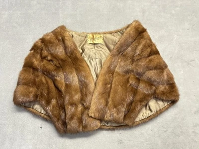 复古 Billie Lebow Fur Stole 女式均码棕色披肩 Cape Haber's Tampa — 第 1/4 张图片