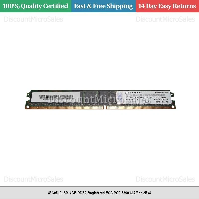 46C0519 IBM 4GB DDR2 Registered ECC PC2-5300 667Mhz 2Rx4 - Image 1 of 1
