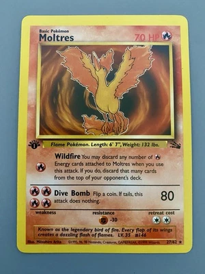 1ª Edición Moltres 27/62 Fósil Set Raro De Colección 1999 Tarjeta Pokémon - Casi Nuevo Foto 1 de 2