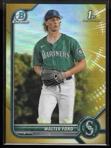 Bowman Chrome Walter Ford 2022 1st Gold Refractor RC #’d 45/50 CDA-WFD Mariners - Imagen 1 de 2