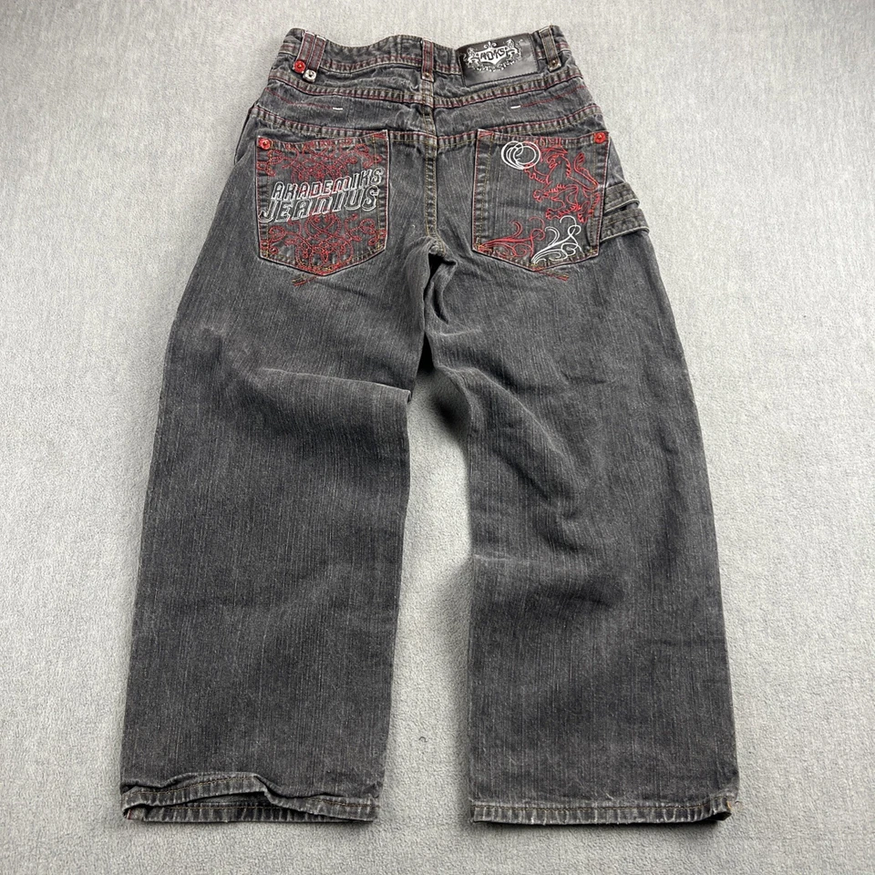 Vintage Akademiks Jeans Youth 10 Embroidered Pockets Baggy Wide Leg Skater Style - Image 1 of 4