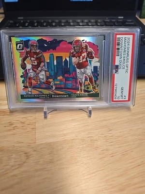 2024 Donruss Optic Mahomes Kelce Dual Downtown PSA 10 вождей - Изображение 1 из 3