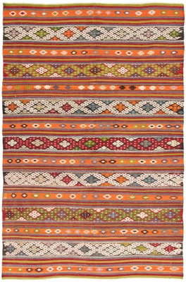 Vintage Hand Woven Traditional Kilim Rug 5'8" x 10'8" Oriental Wool Carpet - Image 1 of 4