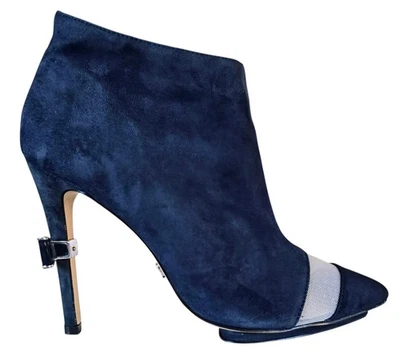 Botín Victoria Secret Azul Gamuza Cuero Stilleto (Gemas del Puntera Quitadas) Talla 8 Foto 1 de 4