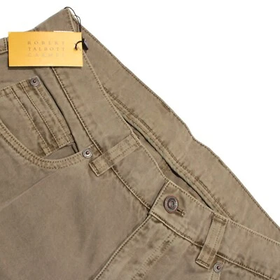 Pantalones Robert Talbott Nuevos con Etiquetas Corte Jean 5 Bolsillos Talla 33 EE. UU. En Verde Caqui 100% Algodón Foto 1 de 4