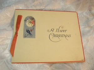 Tarjeta de Navidad Art Deco vintage años 20 vintage con pájaro ligeramente en relieve - Imagen 1 de 1