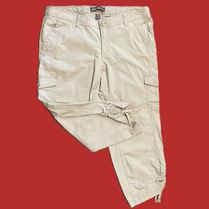 EDDIE BAUER Capri WOMENS Cargo Pants SIZE 12 KHAKI - Picture 1 of 12