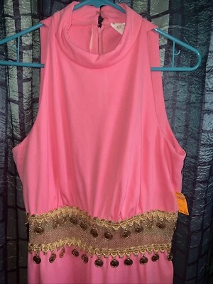 Vintage JC Pennys Jumpsuit 70s 60s Wide Leg Disco- Gold Coin Accents- Unused- 14 - Image 1 of 4