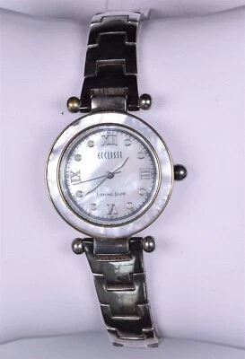 Relógio Ecclissi pulseira de elos de esterlina e madrepérola - Imagem 1 de 4