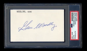GENE WOODLING SIGNED MINT INDEX CARD PSA/DNA AUTOGRAPHED NEW YORK YANKEES 5xWSC - Picture 1 of 1