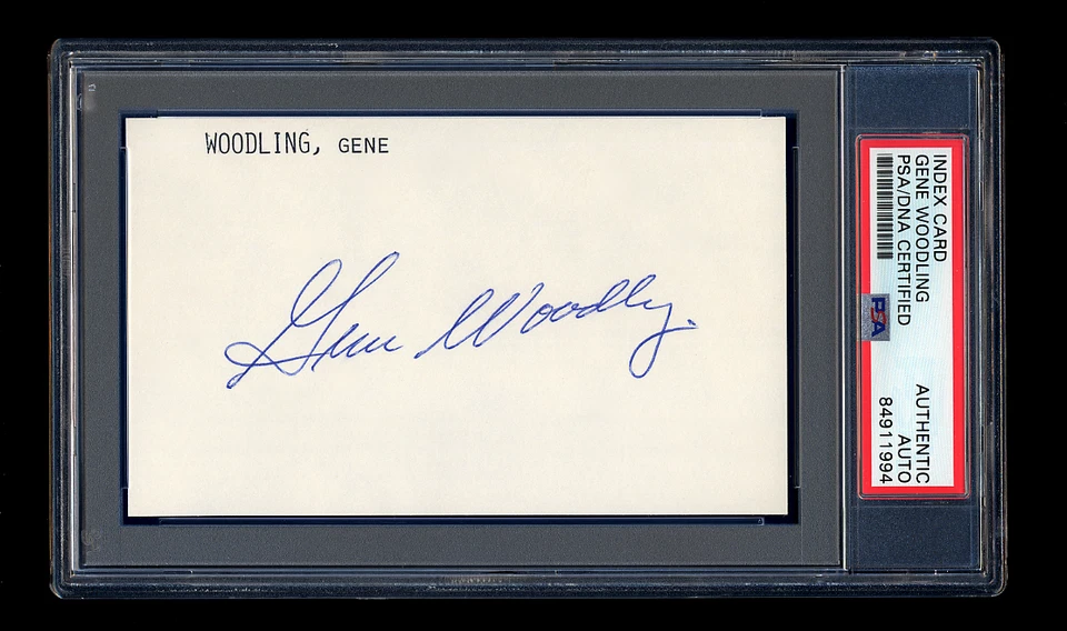 GENE WOODLING SIGNED MINT INDEX CARD PSA/DNA AUTOGRAPHED NEW YORK YANKEES 5xWSC - Image 1 of 1