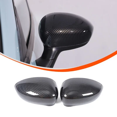 Pair Rearview Mirror Cover Cap Black Carbon Fiber for Fiat 500 2007-2023 ABARTH Foto 1 de 4