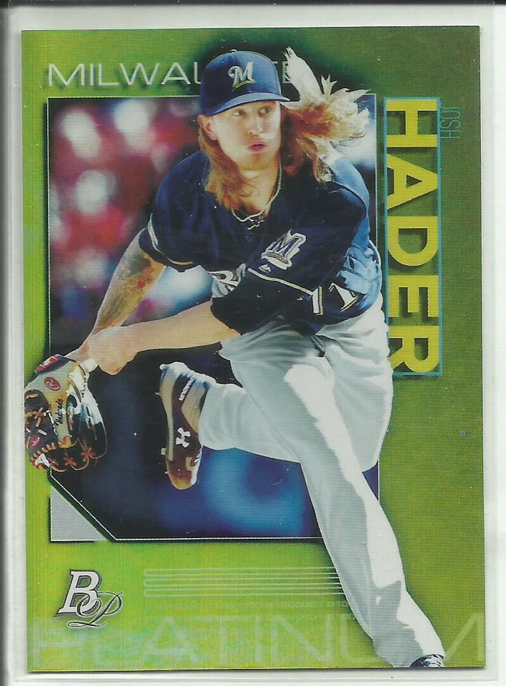 2020 Bowman Platinum Wal-Mart Chartreuse #87 Josh Hader Milwaukee Brewers - Image 1 of 2