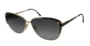 Vintage Mackie Midnight Radiance Black Gold Cat-Eye Sunglasses Italy NEW LENSES - Picture 1 of 8