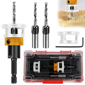 Countersink Drill Bit Set Adjustable Depth Stop Quick Change Countersink Drill ☣ - Picture 1 of 9