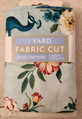Tela de algodón precortada azul multicolor floral David Textiles PEACOCK ARBOR 1 yarda Foto 1 de 4
