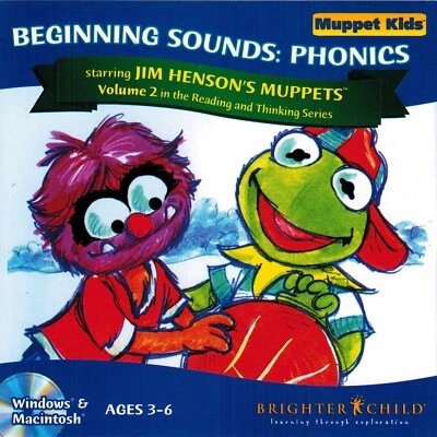Muppet Kids: Volume 2 Beginning Sounds Phonics Ages 3-6 PC Software Sealed New - Image 1 of 2