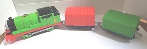 Thomas & Friends Percy Trackmaster Motorized Talking With Two Cars Mattel Works - Picture 1 of 21