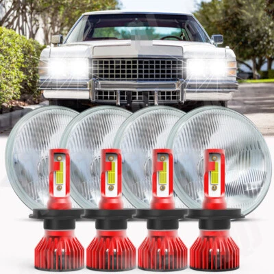4PCS 5.75 5-3/4" Chrome LED Headlights For Cadillac DeVille 1962-74 Calais 65-74 - Image 1 of 4