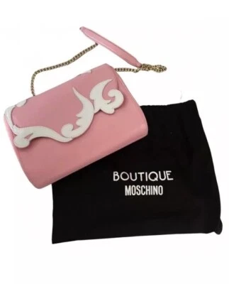 Moschino Pink And White Leather Shoulder Bag - Image 1 of 4