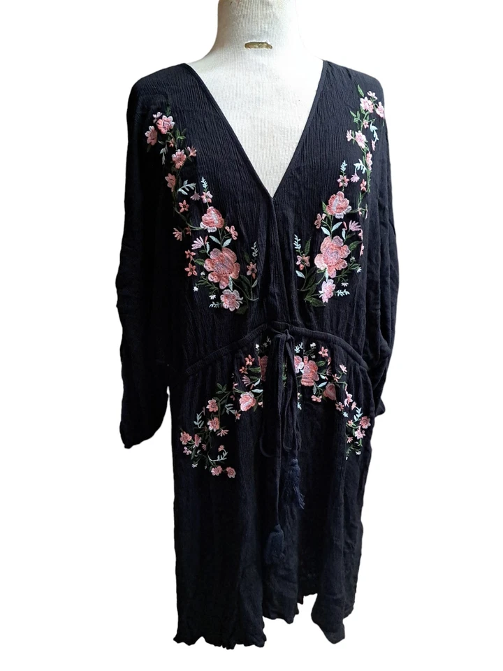 City Chic Seville Tunic Dress Women's Size XL 22 Embroidered Boho Gauzy Peasant  - Image 1 of 4