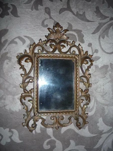 Victorian Gilt Bronze Ornamental Baroque Frame Mirror 11" x 9" - Picture 1 of 14