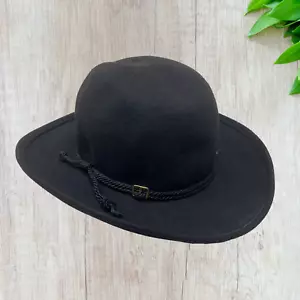 Vintage Fabini New York Lancaster Hat Black 100% Wool Western High Dome - Picture 1 of 10