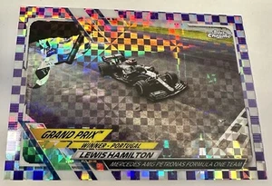 2021 Topps Chrome Formula 1 Purple Checker Flag Refractor 128/199 Lewis Hamilton - Picture 1 of 2