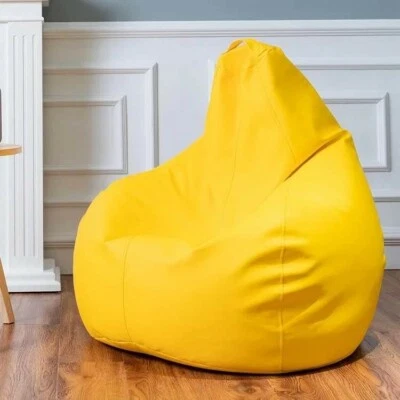 Modern comfy outdoor waterproof sitting bean bag cover PU leather  with pocket - image 1 of 4