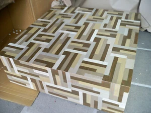 Couchtisch Mangoholz Mosaikmuster shabby Hochglanz 90 x 90 cm . Impressionen - Bild 1 von 10