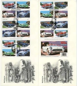 #3931-3935 FDC Artcraft SPORTY CARS OF THE 50'S Booklet Pane/2 FDCs ARTCRAFT - Picture 1 of 3