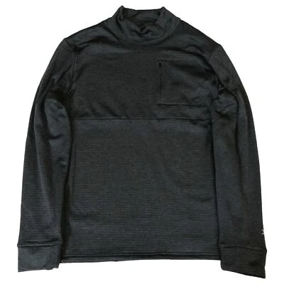 Xersion Mens Long Dark Gray Waffle Grid Mock Neck Warmth Athletic Shirt - Image 1 of 2