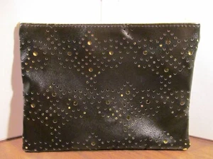 COLE HAAN AMERICAN AIRLINES black yellow perforated amenity kit make up bag - Picture 1 of 6