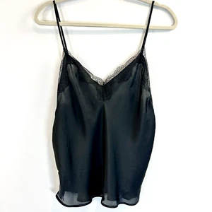 Victorias Secret Cami Top Medium Black Lingerie Chiffon Fairy Lace Babydoll - Picture 1 of 11
