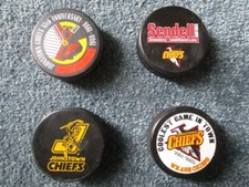 4 Different Scarce Johnstown Chiefs Hockey Pucks-ECHL