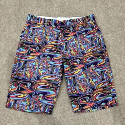 Pantalones Cortos Hreski Para Hombre 32x11 Multicolor Arco Iris Remolino Disco Abstracto Psicodélico Foto 1 de 4