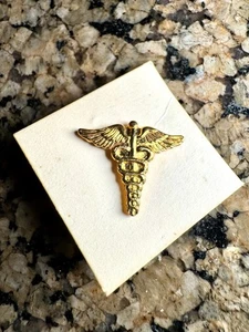 Caduceus Wings Lapel Pin Military Medic Medical Emblem Gold Tone EMT EMS NOS - Picture 1 of 6