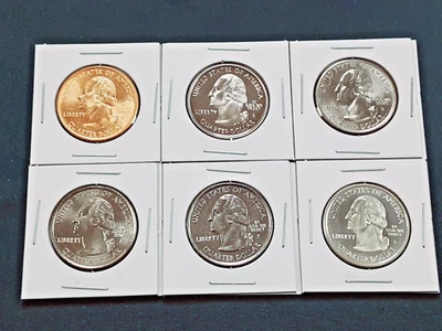 2000 Massachusetts State Quarters Set, 6 Different coins! 1 90% silver!!   L60 - Image 1 of 3