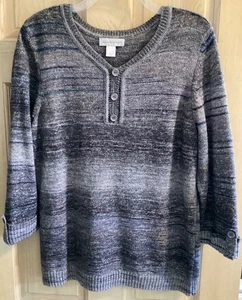 Christopher & Banks Damen Large 3/4 Ärmel meliert gestreift Sweatshirt Stil - Bild 1 von 9