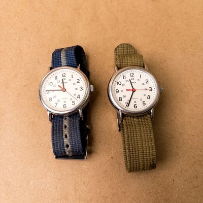 Lot of 2 Men's Timex Weekender Indiglo Quartz Watch Needs Battery NATO Strap - Image 1 of 4