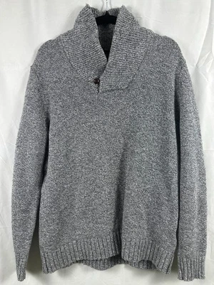 Suéter Pullover Banana Republic Para Mujer XL Gris Cuello Chal Tejido Botón Foto 1 de 4