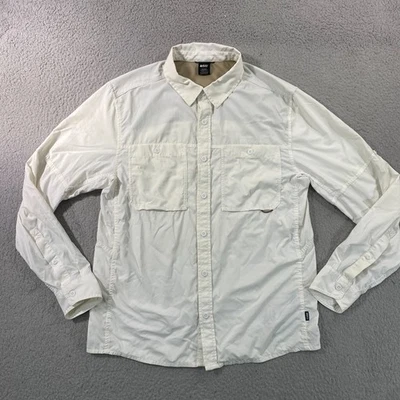 Camisa REI Cooperativa Hombres Mediana Ventilada Manga Larga Botón Blanco Pesca Exterior Foto 1 de 4