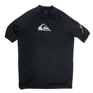 Quiksilver Men's Rash Guard Surf Swim Shirt - Large - Black UV Protection - Picture 1 of 8