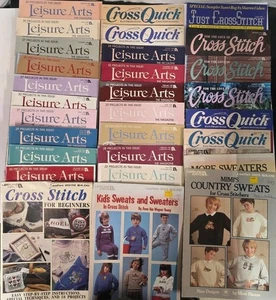 Vintage Cross Stitch Magazines Lot Leisure Arts Cross Quick 1980s Lot Of 30 - Picture 1 of 10