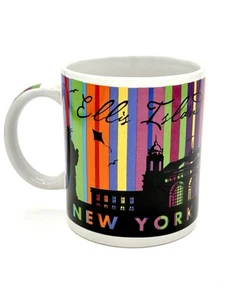 Ellis Island New York Cup Coffee Mug Rainbow Statue of Liberty Brooklyn Bridge - Picture 1 of 4