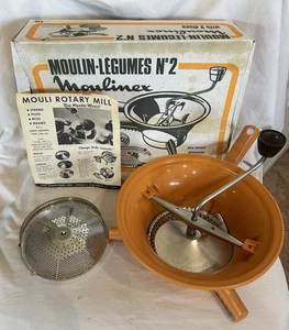 Molino de Alimentos Moulinex Légume Plástico Naranja 3 Discos 448 Caja Instrucciones 1976 De Colección - Imagen 1 de 12