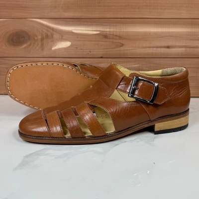 Chavda Mens Brown Leather Fisherman Sandal Indian Shoes Buckle Strap Men's 40 - Image 1 of 4