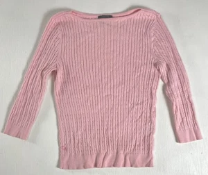 Chaps Damen rosa Baumwolle Strick Pullover Oberteil 3/4 Arm Gr. M klassisch Old Money - Bild 1 von 8