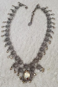 Collana Vintage Kenny Ma San Francisco Pesca Vetro Sfaccettato Filigrana 16" Firmata - Foto 1 di 8